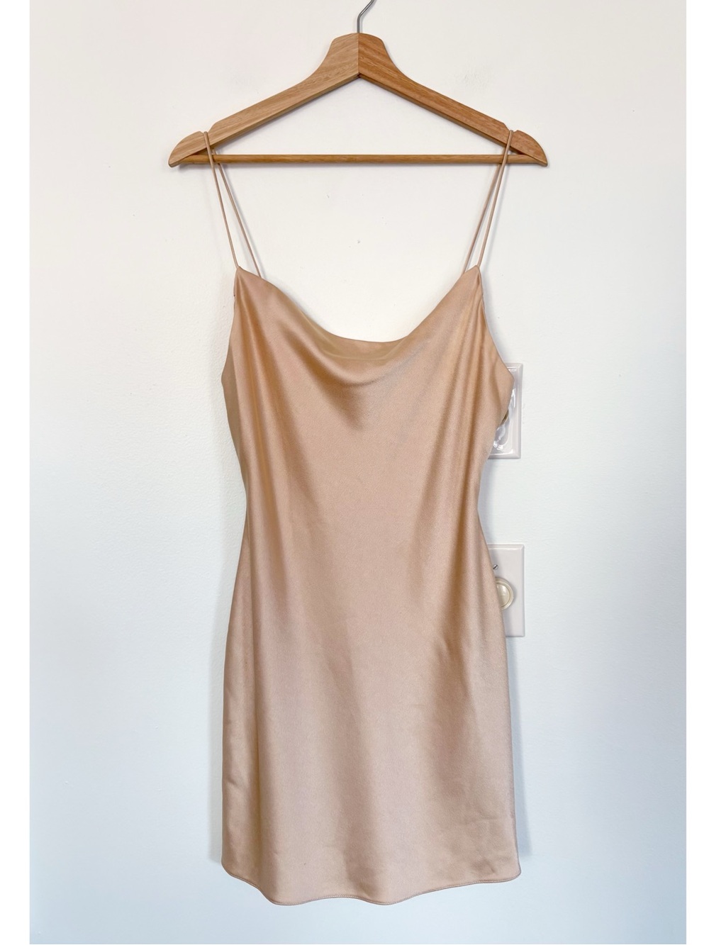 Alice + Olivia Classics‎ || Harmony Draped Slip Mini Dress Blush Nude Taupe 4
